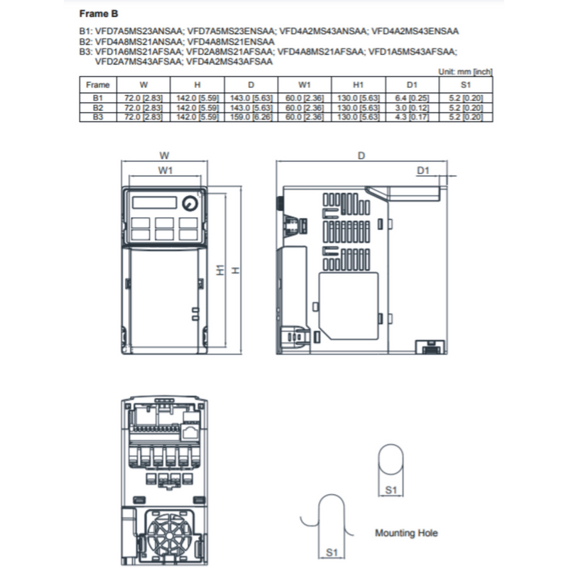 VFD4A2MS43ANSAA Variador de frecuencia 2HP 460V 3_