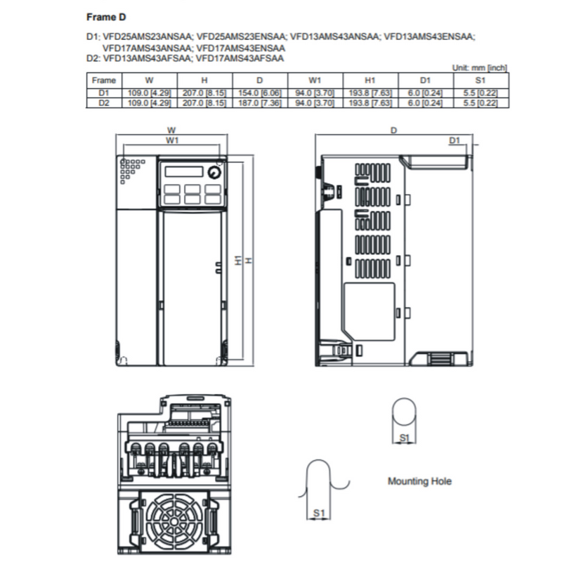 VFD25AMS23ANSAA Variador de frecuencia 7.5HP 230V 3_